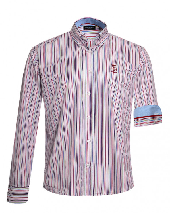 face de la Chemise manches longues pour homme 295 Otago rayée multicolore