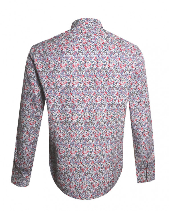 dos de la Chemise manches longues pour homme 293 Otago blanche à motifs
