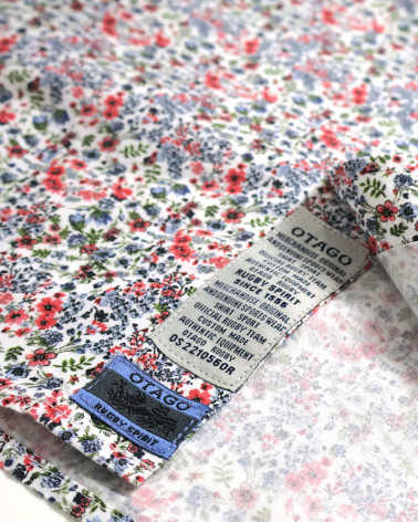 patte de la Chemise manches longues pour homme 293 Otago blanche à motifs