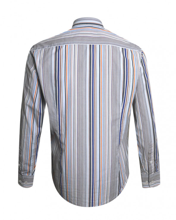 dos de la Chemise manches longues pour homme 296 Otago rayée jaune et bleu