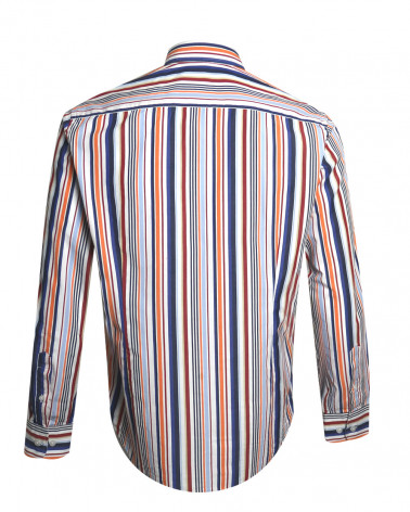dos de la Chemise manches longues pour homme 298 Otago rayée bleu rouge orange