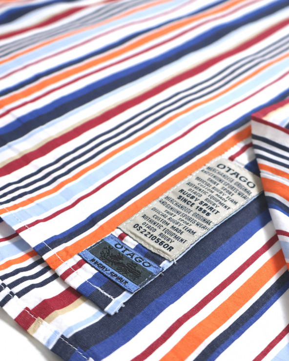 patte de la Chemise manches longues pour homme 298 Otago rayée bleu rouge orange