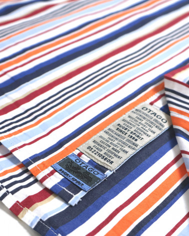 patte de la Chemise manches longues pour homme 298 Otago rayée bleu rouge orange