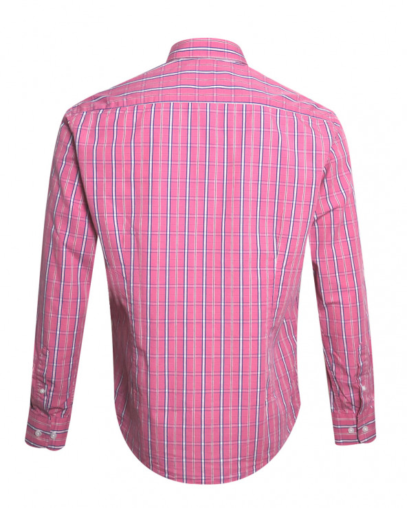 dos de la Chemise manches longues pour homme 299 Otago rose marine à carreaux