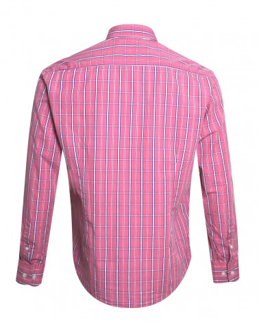 dos de la Chemise manches longues pour homme 299 Otago rose marine à carreaux