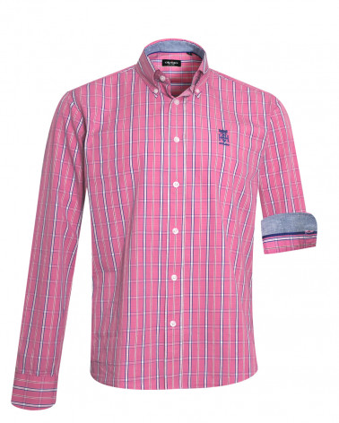face de la Chemise manches longues pour homme 299 Otago rose marine à carreaux
