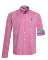 face de la Chemise manches longues pour homme 299 Otago rose marine à carreaux