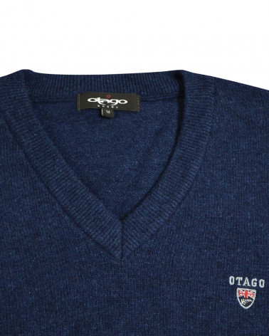 broderie du Pull Buenos Aires col V Otago bleu marine pour homme