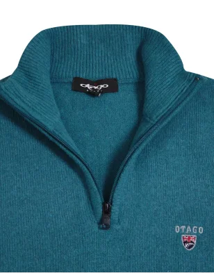 broderie du Pull col zippé vert emeraude pour homme Buenos Aires Otago
