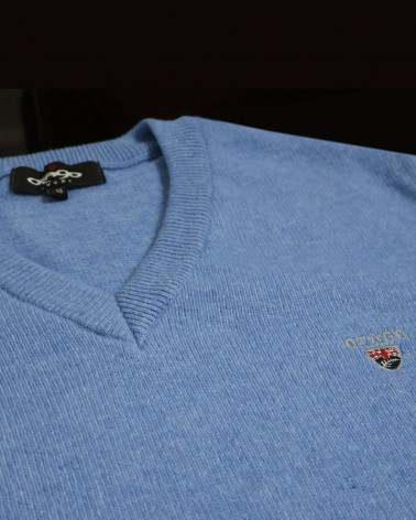 détail du Pull col V bleu ciel homme Buenos Aires Otago