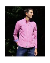 299 CHEMISE ML OTAGO CARREAUX ROSE / MARINE