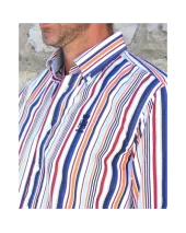 298 CHEMISE ML OTAGO RAYEE BLEU ROUGE ORANGE 298 CHEMISE ML OTAGO RAYEE BLEU ROUGE ORANGE