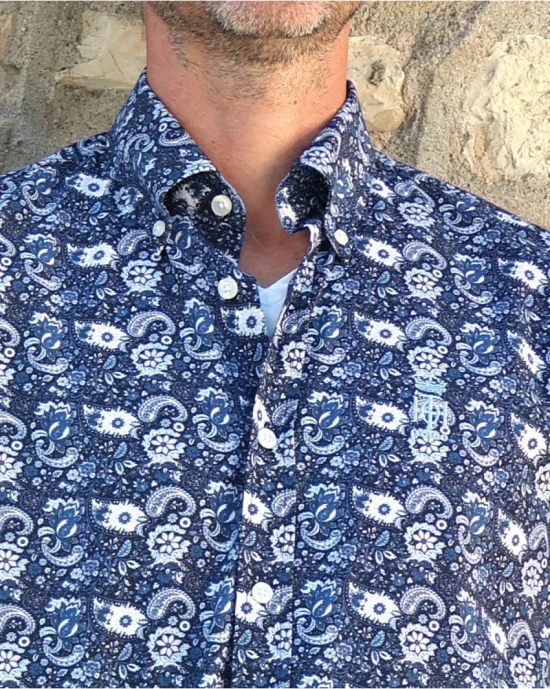 292 CHEMISE ML OTAGO BLEU MARINE
