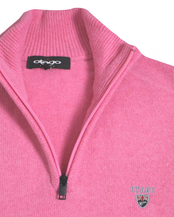 détail col du Pull col zippé rose Buenos Aires Otago pour homme
