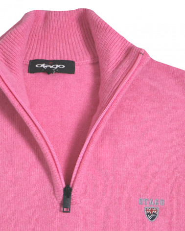 détail col du Pull col zippé rose Buenos Aires Otago pour homme