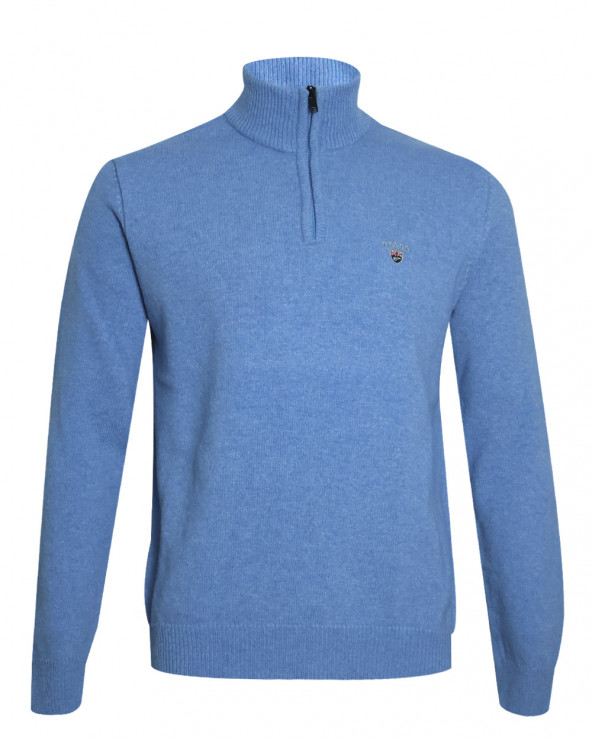 face du Pull bleu ciel col zippé Buenos Aires Otago pour homme