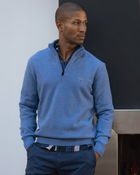 modèle du Pull col zippé bleu azur pour homme Buenos Aires Otago