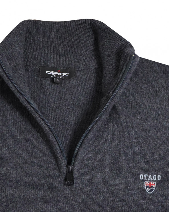 col du Pull col zippé Buenos Aires Otago gris anthracite pour homme