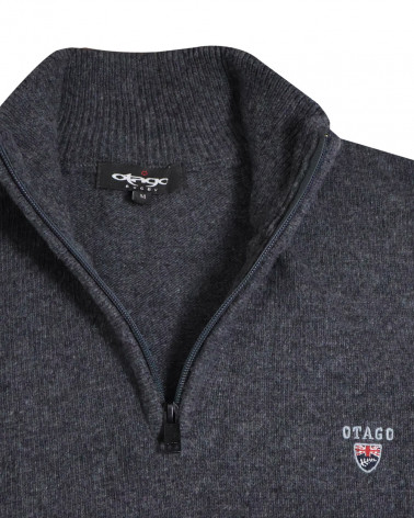 col du Pull col zippé Buenos Aires Otago gris anthracite pour homme