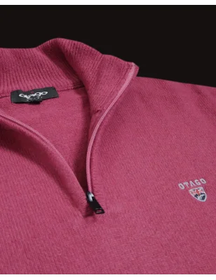 broderie du Pull col zippé framboise pour homme Buenos Aires Otago