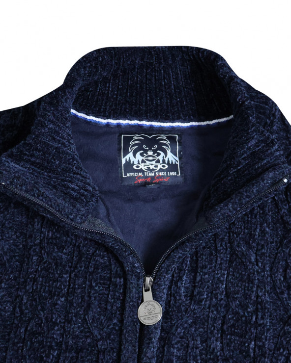 détail du col du Sweat zippé bleu marine pour homme SMOOV Otago rugby