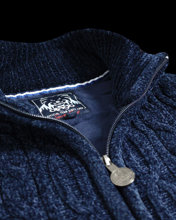 détail du Sweat zippé bleu marine pour homme SMOOV Otago rugby