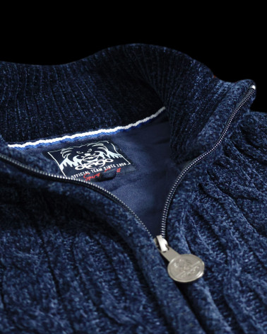 détail du Sweat zippé bleu marine pour homme SMOOV Otago rugby