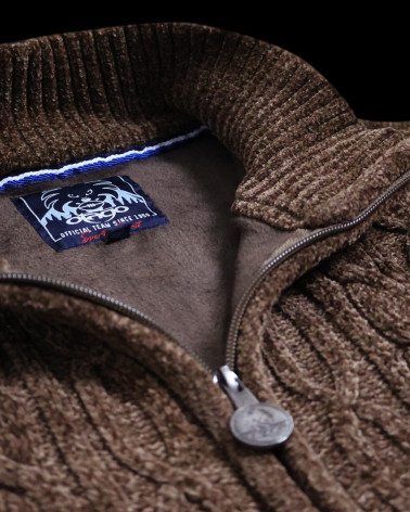 col du Sweat zippé marron pour homme SMOOV Otago rugby