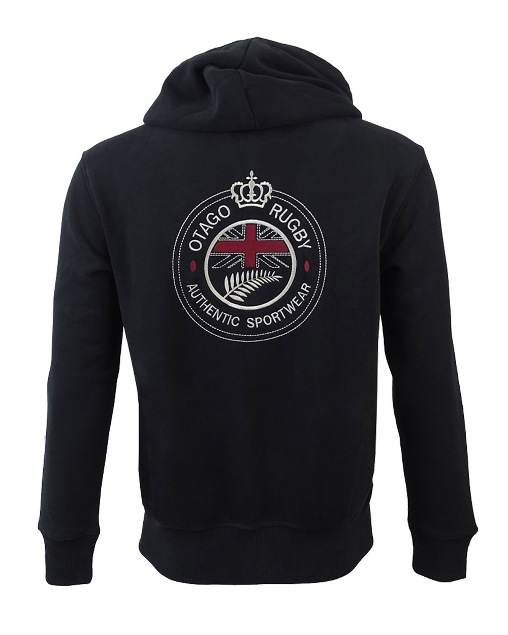 dos du Sweat zippé à capuche Kingdom otago rugby noir homme