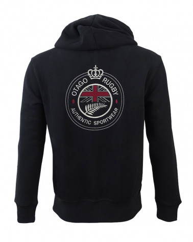 dos du Sweat zippé à capuche Kingdom otago rugby noir homme