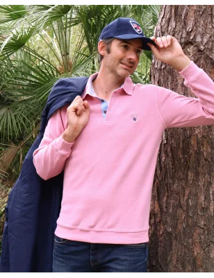 Polo manches longues pour homme 25POML1 Otago rugby rose