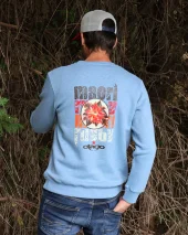 25 FLOWER SWEAT COL ROND OTAGO COOL BLUE HEATHER