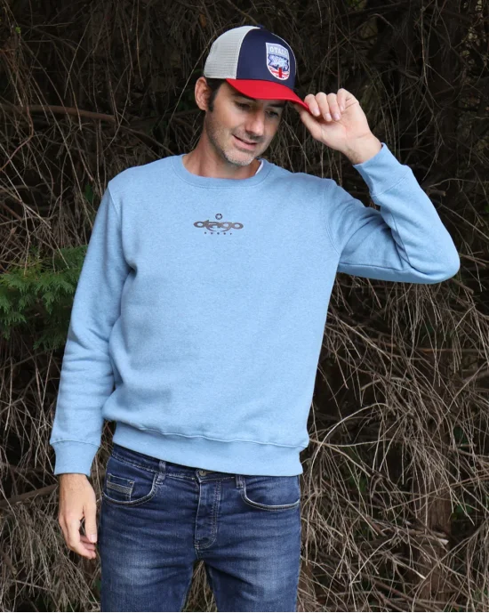 25 FLOWER SWEAT COL ROND OTAGO COOL BLUE HEATHER
