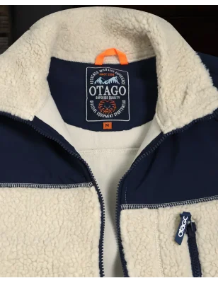 intérieur de col de la veste polaire écru marine pour homme OTASHERPA stone Otago rugby
