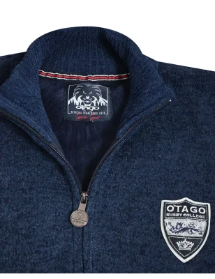 col du Gilet sweat zippé bleu marine pour homme SIGNATO Otago rugby