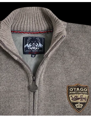 col du Gilet sweat zippé beige pour homme SIGNATO Otago rugby