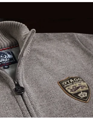 écusson du Gilet sweat zippé beige pour homme SIGNATO Otago rugby