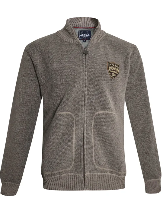 face du Gilet sweat zippé beige pour homme SIGNATO Otago rugby