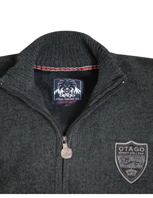 col du Gilet sweat zippé gris anthracite pour homme SIGNATO Otago rugby