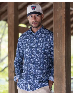 292 CHEMISE ML OTAGO BLEU MARINE
