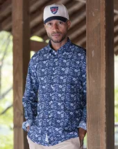 292 CHEMISE ML OTAGO BLEU MARINE