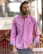 299 CHEMISE ML OTAGO CARREAUX ROSE / MARINE