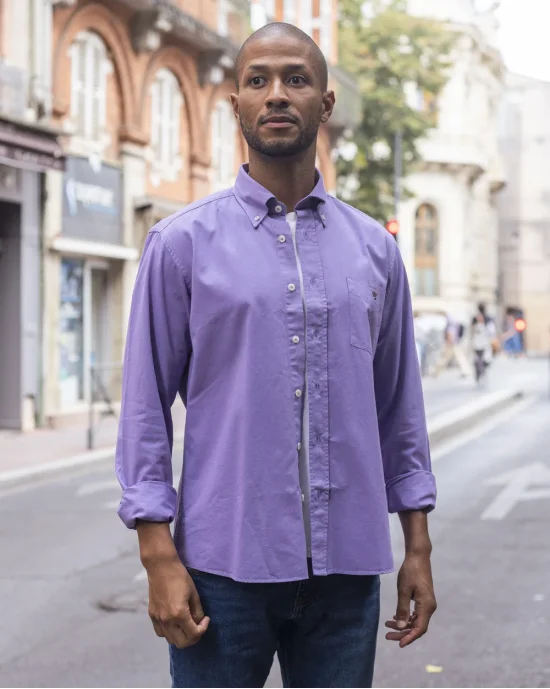 Chemise manches longues parme pour homme Thomas Otago amethyst