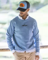 25 FLOWER SWEAT COL ROND OTAGO COOL BLUE HEATHER