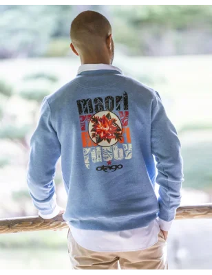 25 FLOWER SWEAT COL ROND OTAGO COOL BLUE HEATHER