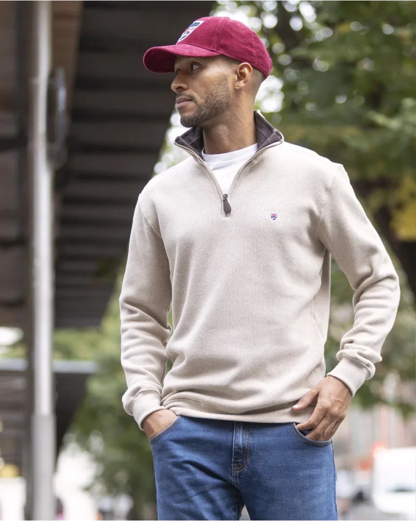 24SW7 SWEAT COL ZIP OTAGO ÉCRU