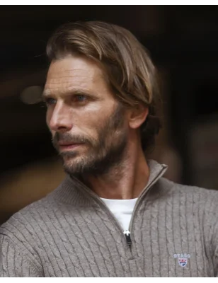 col zippé du Pull marron pour homme CARSADE Otago
