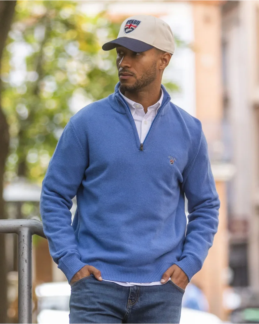 25 BUENOS AIRES PULL COL ZIP OTAGO BLEU AZUR
