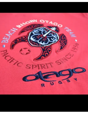 détail broderie dos du Polo manches longues corail pour homme Pacitort Otago rugby