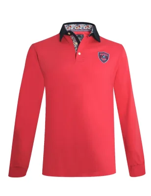 face du Polo manches longues corail pour homme Pacitort Otago rugby